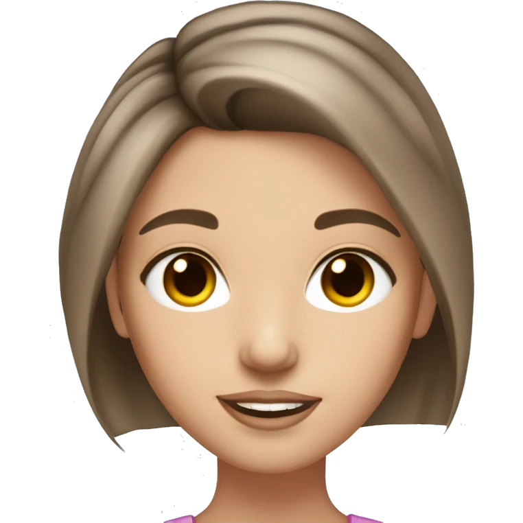 white light brunette girl, light brown eyed, with highlighter, blush and long lashes emoji