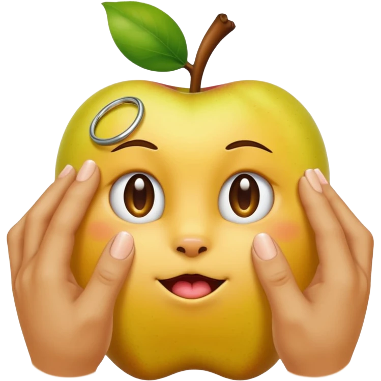  Yellow apple emoji hand with the middle and ring finger inside a yellow apple emoji pussy emoji