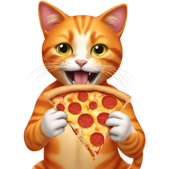 Orange cat eating pizza emoji