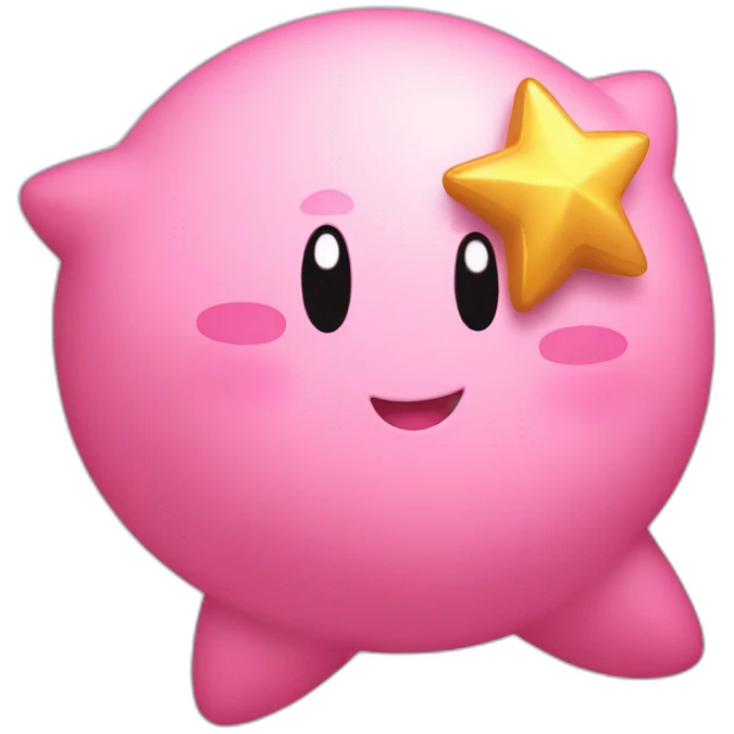 clean cute happy Kirby with a golden star emoji