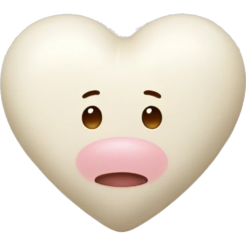 A heart of milk-colored, teddy-like soft material. emoji