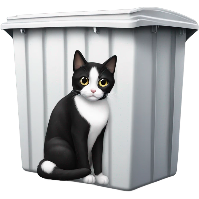 Tuxedo cat in a dumpster  emoji