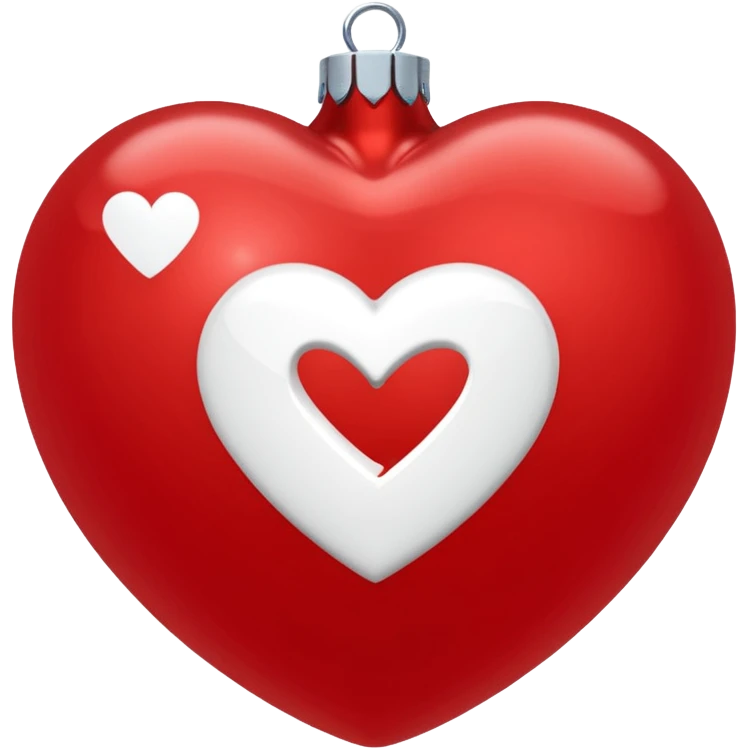 red Christmas heart-shaped ball with white "S" logo emoji