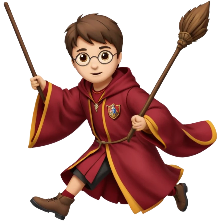 Harry potter flying on a broomstick emoji