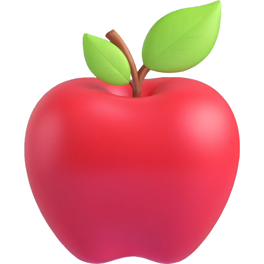 red apple with leaf emoji