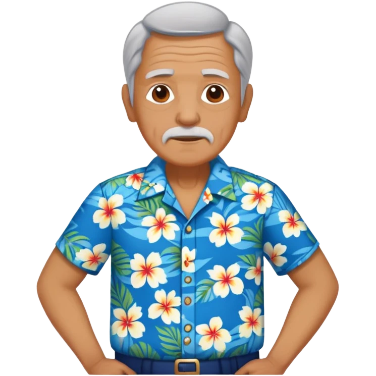 old man with hawai blue floweral shirt  full body  emoji