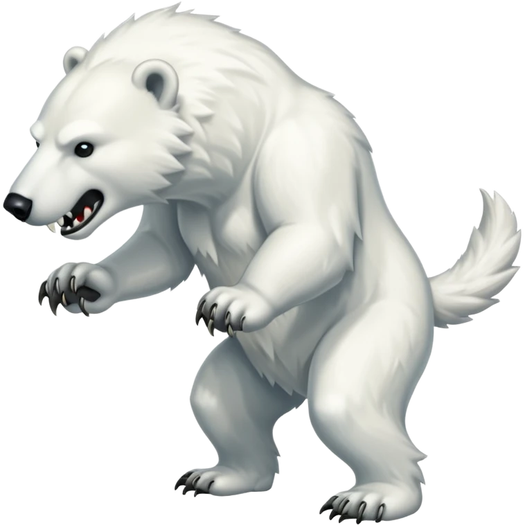Polar bear with sabertooth fangs and a wolf’s tail; full body emoji