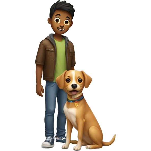 Dog with a boy emoji