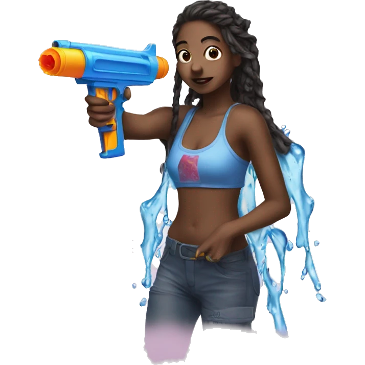 Water gun with mad girl emoji