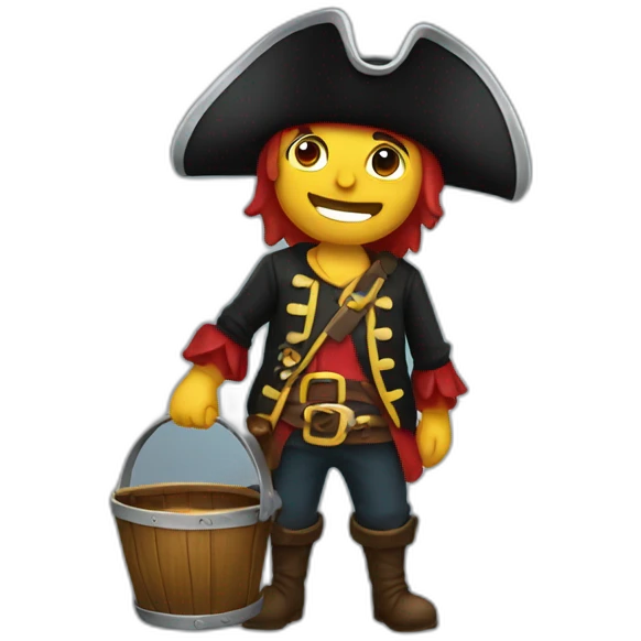 A pirate with a bucket in their hand emoji