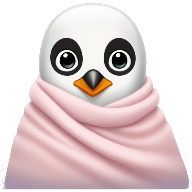 Cozy penguin in light pink blanket  emoji