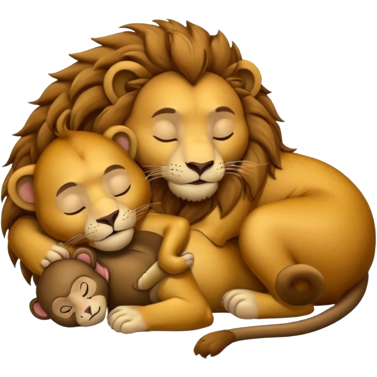 lion and monkey sleeping together and fucking cuddling emoji