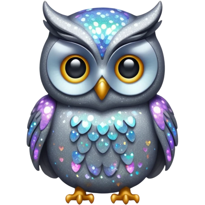 owl glitter gray emoji