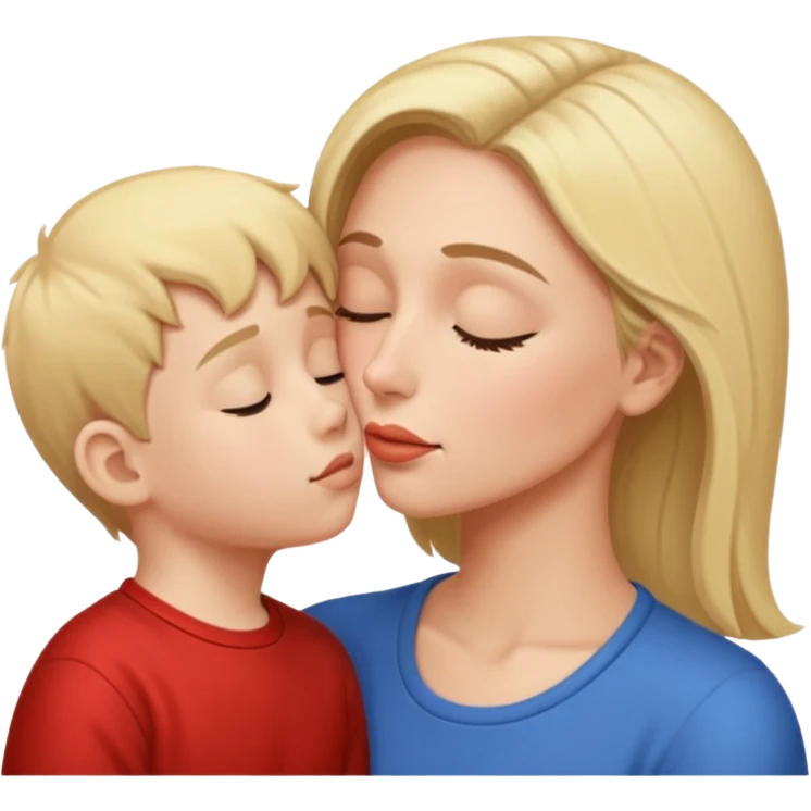 Mulher beijando testa do filho  emoji