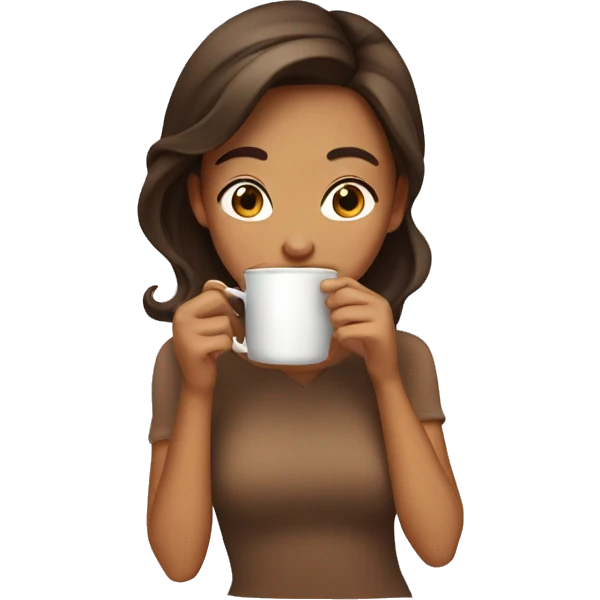 Tan Girl with brown hair sipping tea emoji