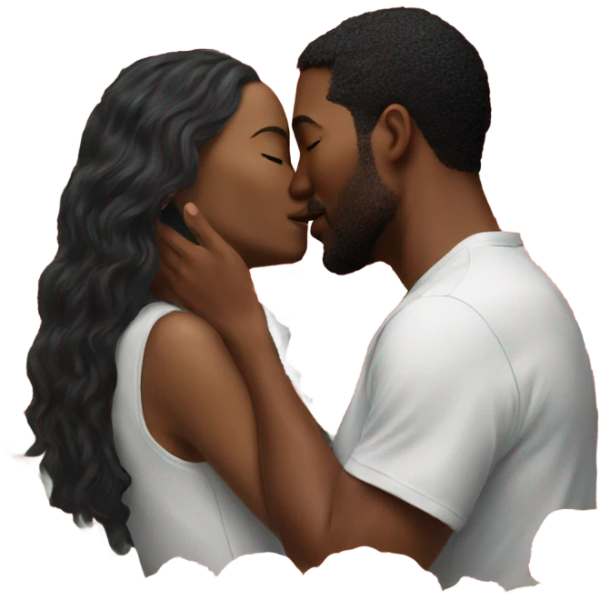 Hyper Realistic Couple kissing surrounded by flowers emoji