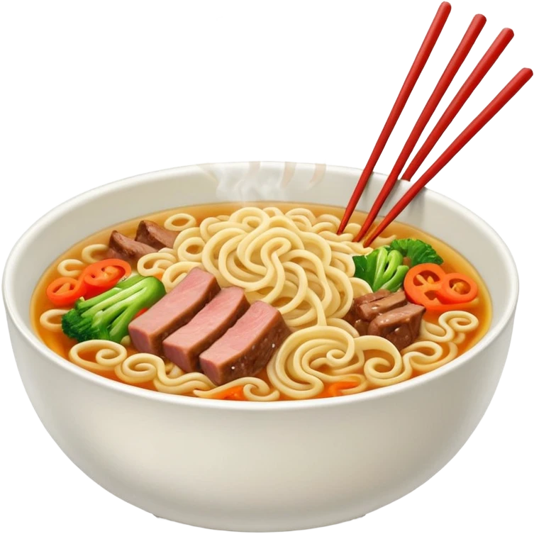 raw a hot bowl of noodles with chopsticks. emoji