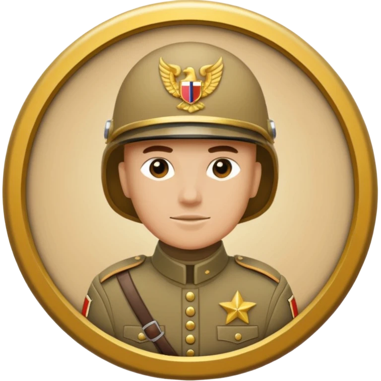 circular achievement style badge for a gr general featuring a soldier with the letters GR on their helmet emoji