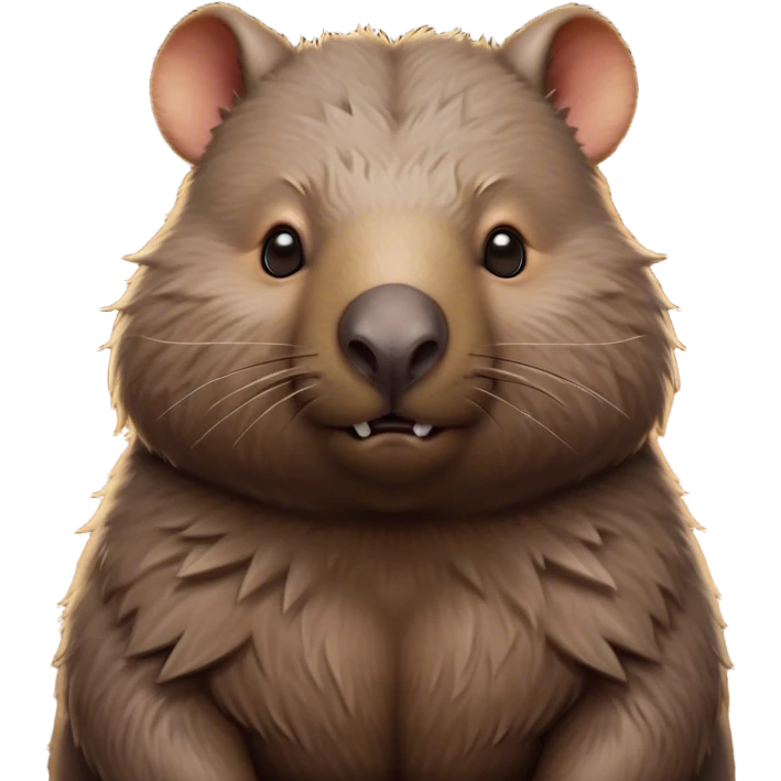 Cinematic Noble Wombat Portrait Emoji, Poised and regal, with a stout, muscular build and a dense, shaggy fur of earthy brown, deep-set soulful eyes with a hint of gruff wisdom, Simplified yet sharp and sophisticated features, highly detailed, glowing with a warm, dignified glow, high shine, intelligent and sturdy, stylized with an air of bushland majesty, focused and attentive, soft glowing outline, capturing the essence of a watchful and confident burrower, so majestic it feels as though it could plod out of the screen with effortless authority! emoji