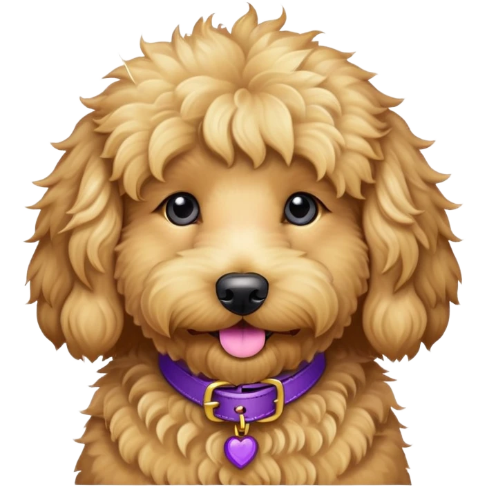 Golden doodle with a purple collar  emoji