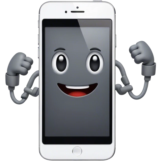 a mobile Phone with arms to the side of the phone flexing emoji