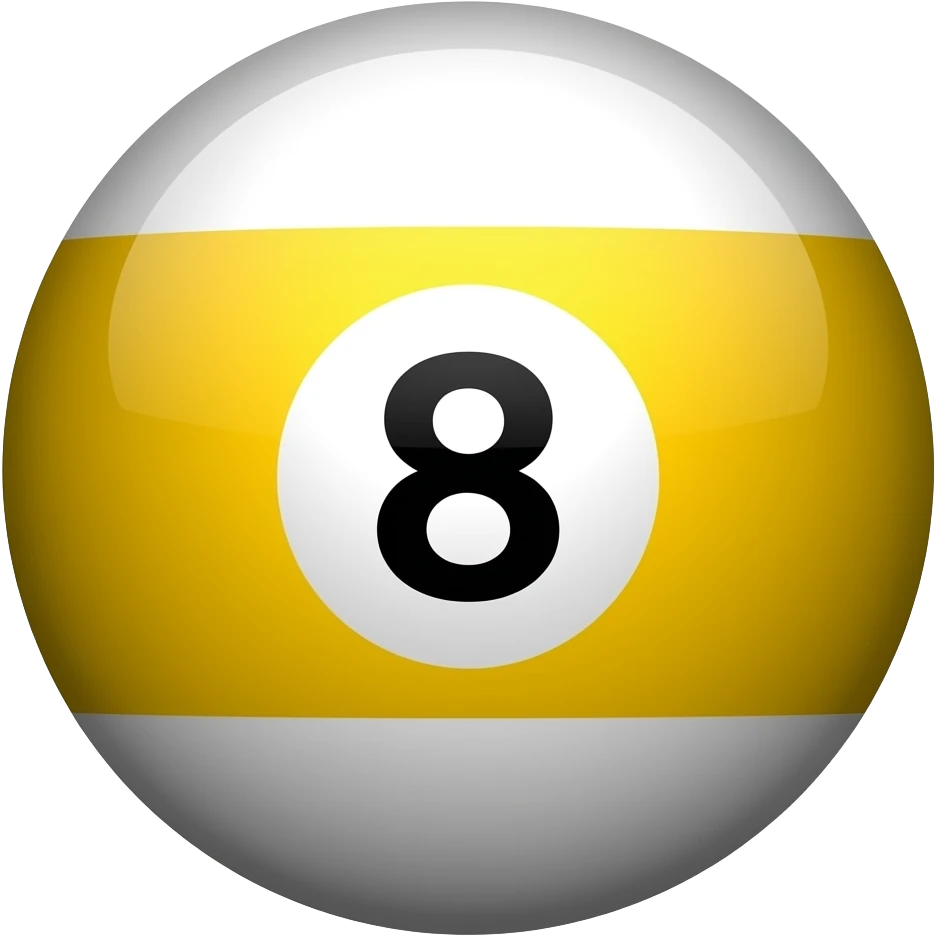 9 ball whit yellow stripe emoji