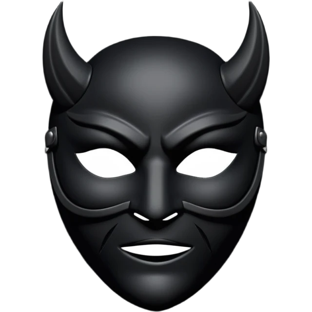 Minimal emoji, gothic mask forged from matte black leather, emotionless expression, smooth heavy surface, subtle leather texture, deep shadows, no glow, no neon, flat emoji style, centered emoji