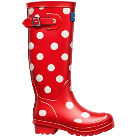 Dots Rain boots Red Color  emoji