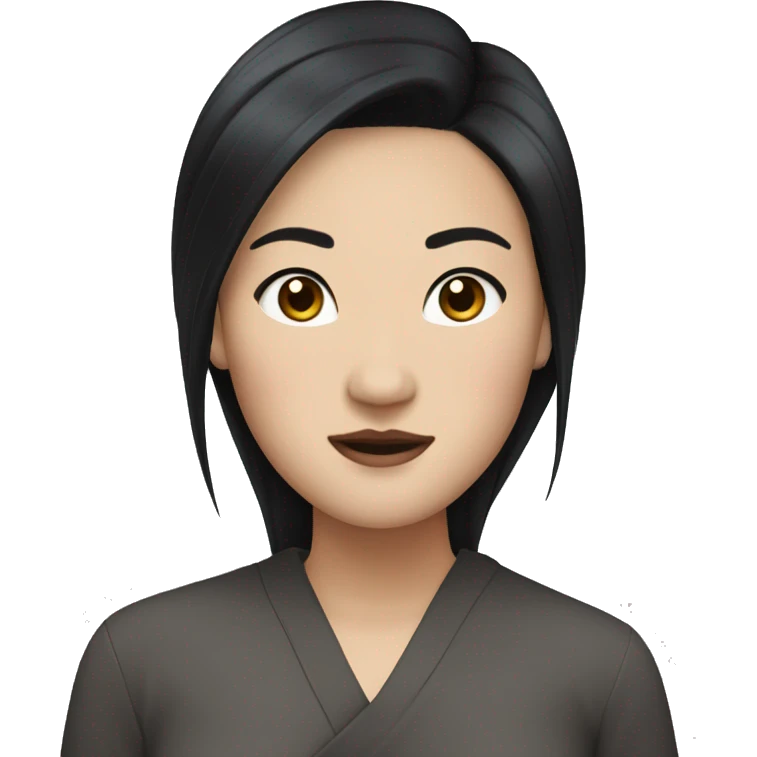 An Asian woman with black hair, white skin, and hair with tong pins emoji
