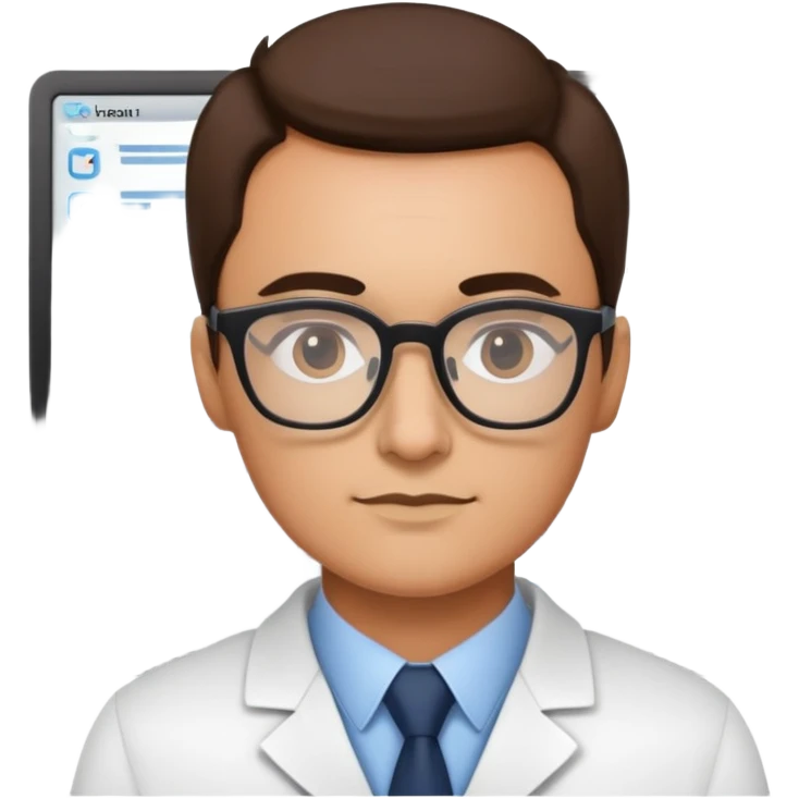 data scientist with glasses analyzing information emoji