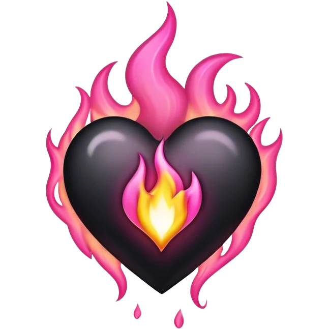 black heart with pink flame emoji