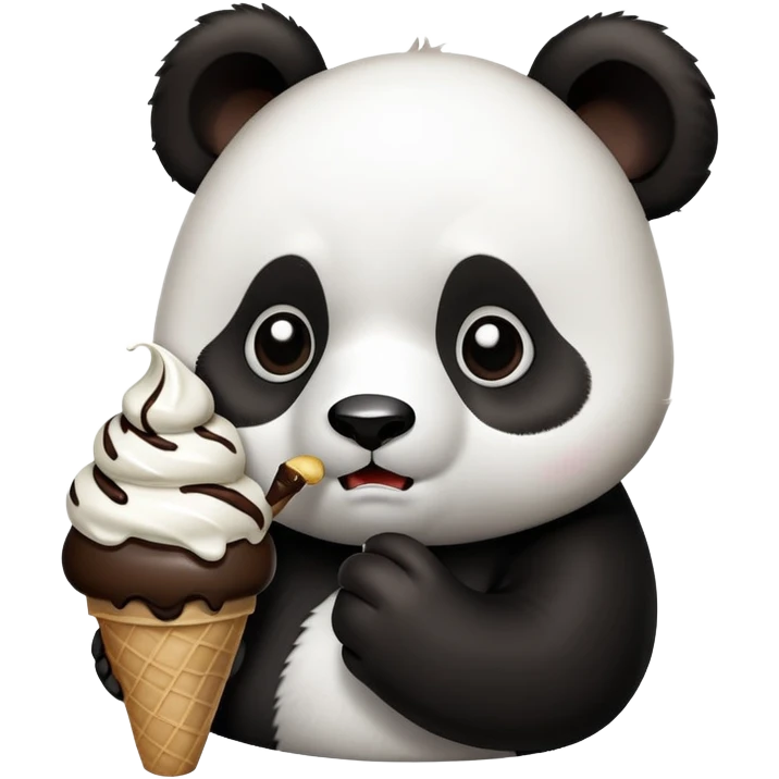 A panda eating ice cream because they’re upset that their mom’s coming home emoji