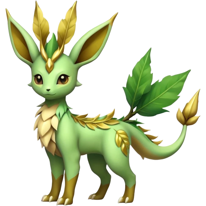 Dragon-type Fakémon-Leafeon full body emoji