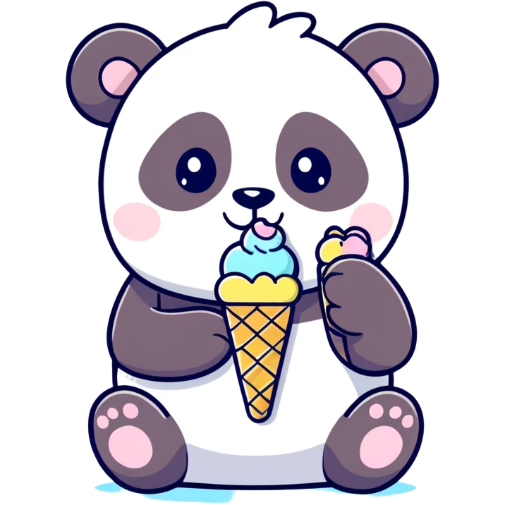 Panda eating ice cream emoji