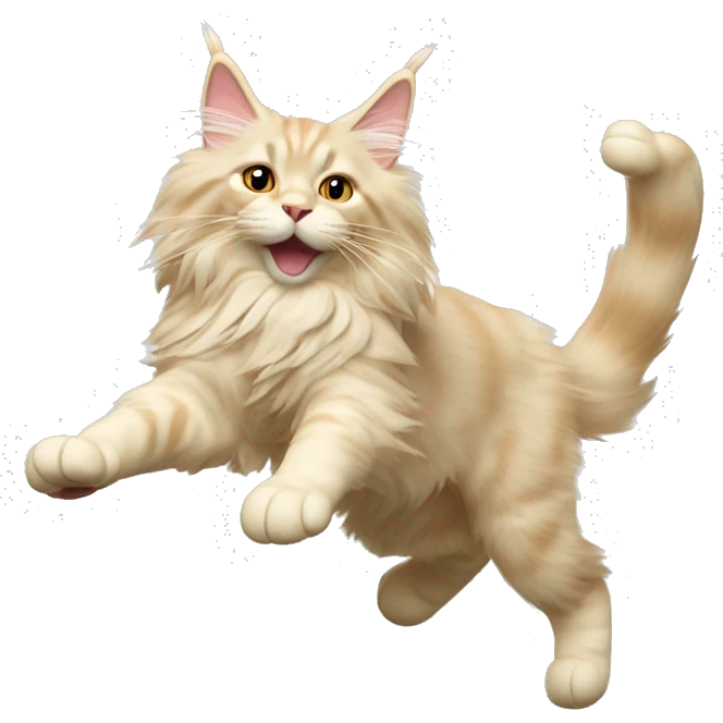 cream coloured maine coon doing a cartwheel emoji