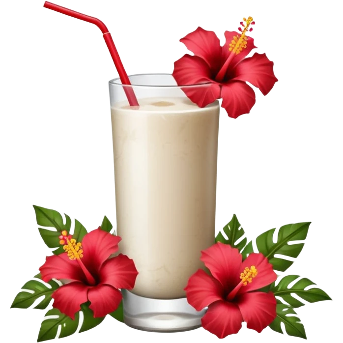 coconut drink with red flowers emoji