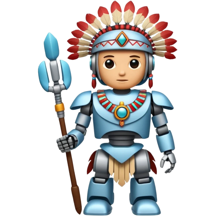 Full Robotic figure wearing native American regalia emoji