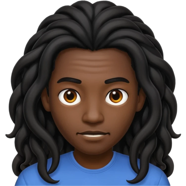 Long black twisted hair black person emoji