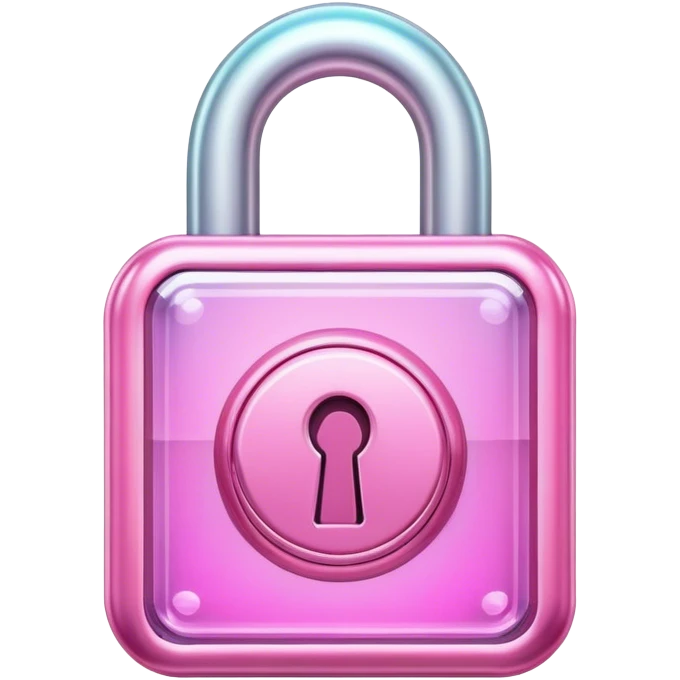 Holographic and glassmorphic pink lock emoji