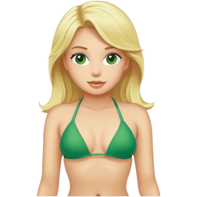 blonde beauty in green bikini emoji