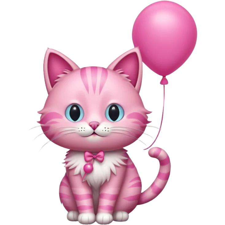 Make a pink cat with a balloon head emoji