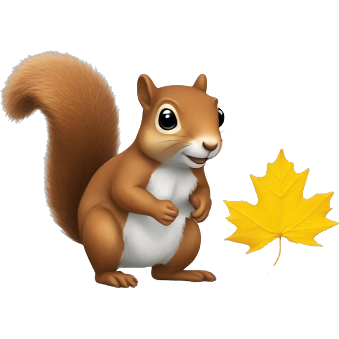 squirrel with a yellow maple leaf emoji