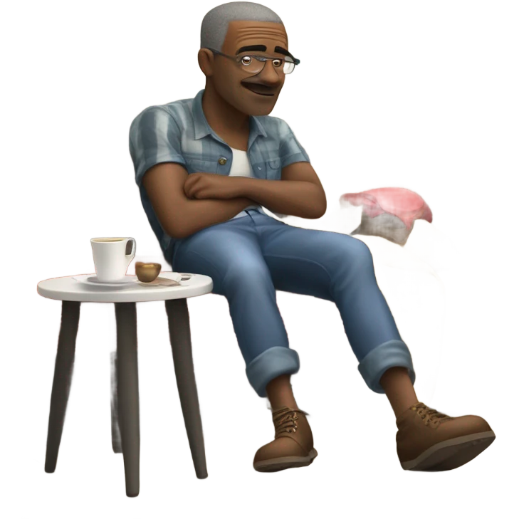 Weird guy chilling at capital one cafe emoji