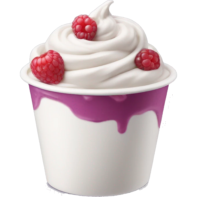 Mixed berries frozen yogurt swirled in a white cup emoji
