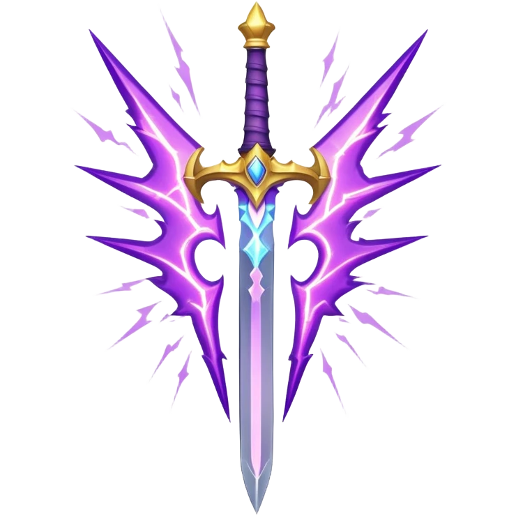 aetheric purple lightning sword with crown and magic emoji