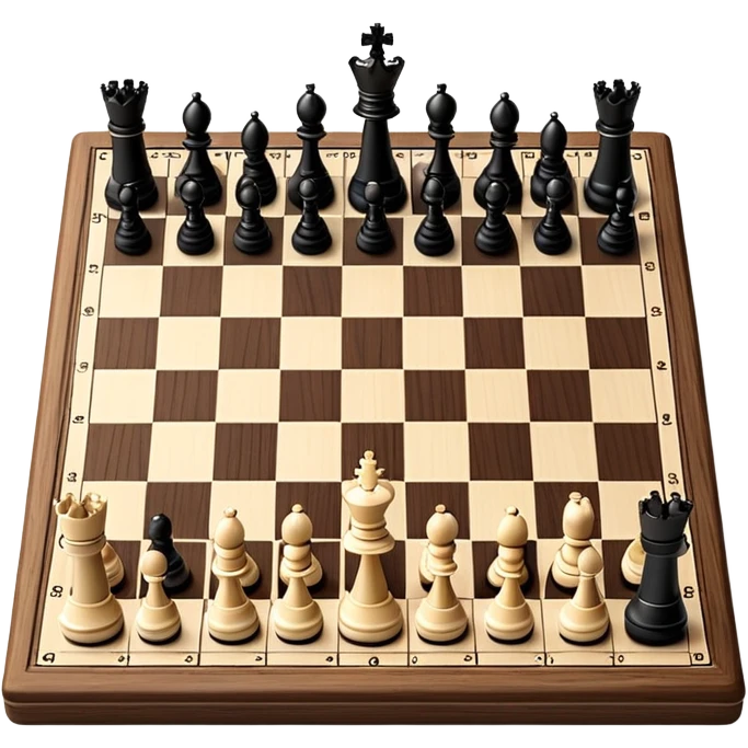 A chessboard with a few strategically placed pieces, including a king, queen, and pawns. The scene highlights the classic black and white squares of the board, emphasizing strategy and thoughtfulness in the game of chess. emoji