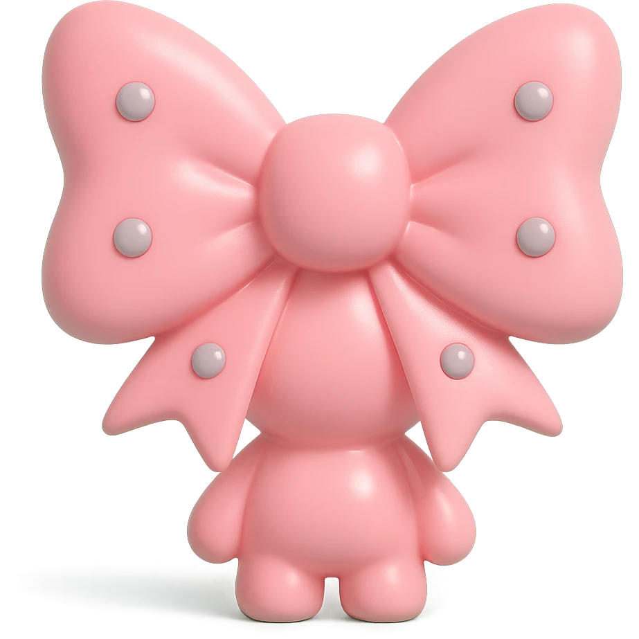 pink gothic bow with silver studs, gothic style, vinyl figure, edgy and elegant emoji