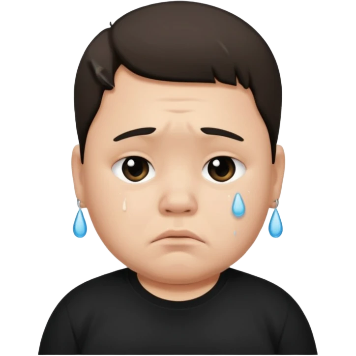 sad fat young boy in black t shirt emoji