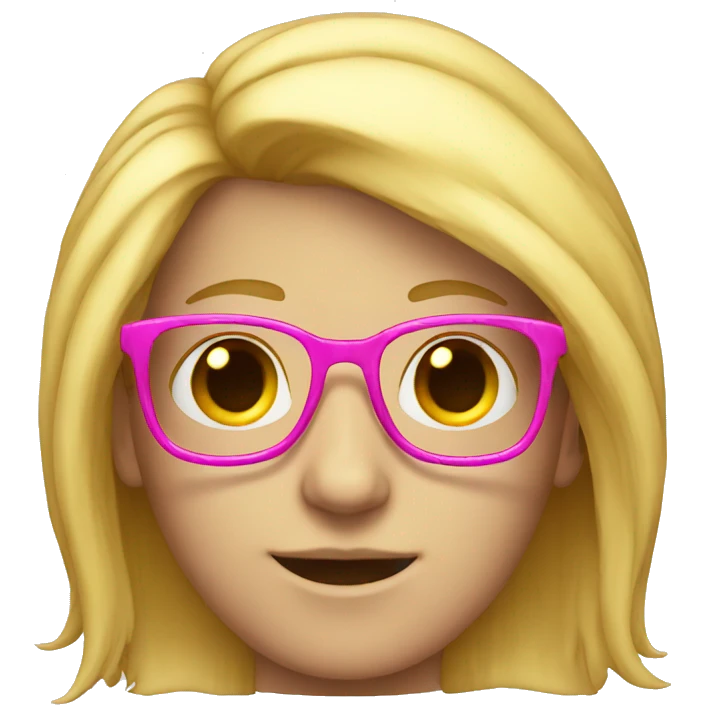 Nerd with pink glasses and long blond hairs emoji