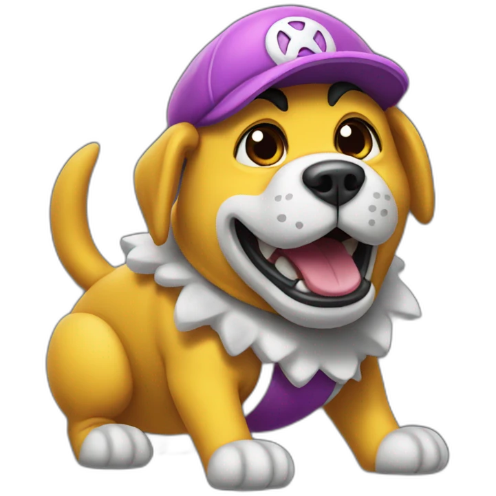 dog with Wario costume emoji